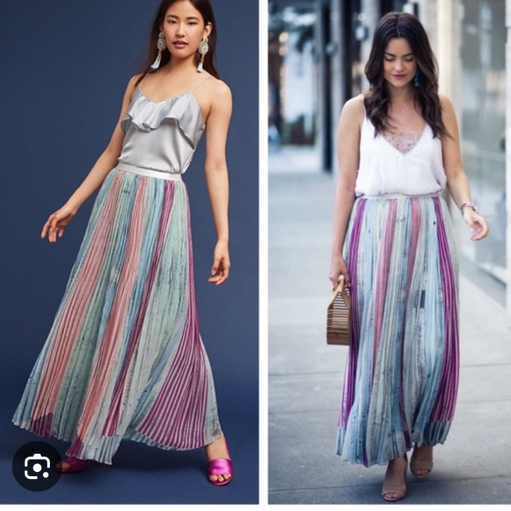 Anthropology Geisha Designs Lily Pleated Maxi Skirt